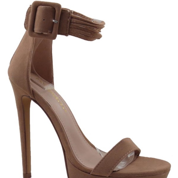 New Taupe Ankle Strap Heels - Picture 1 of 2